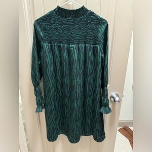 Green and navy zebra dress
